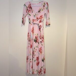 Pinkblusk Pink Floral Maxi Maternity Dress Sz Medium